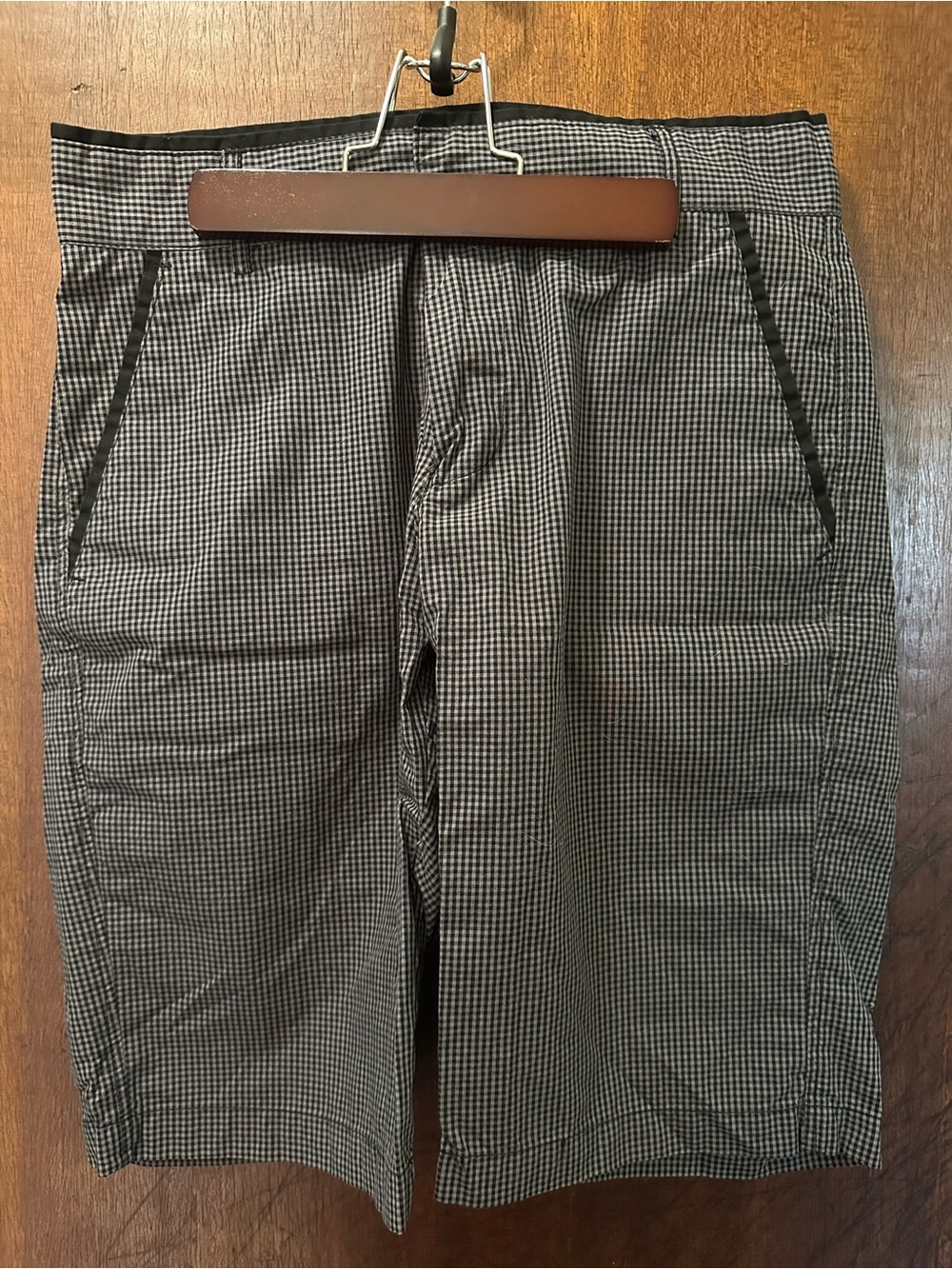Men's Black & White Micro-Check Hybrid Shorts